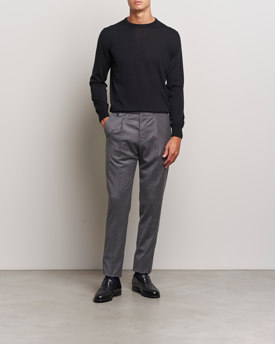 Men | Sweaters & Knitwear | Canali | Merino Wool Crew Neck Black
