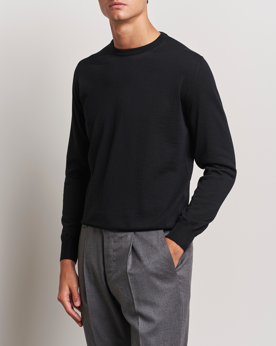 Men | Sweaters & Knitwear | Canali | Merino Wool Crew Neck Black