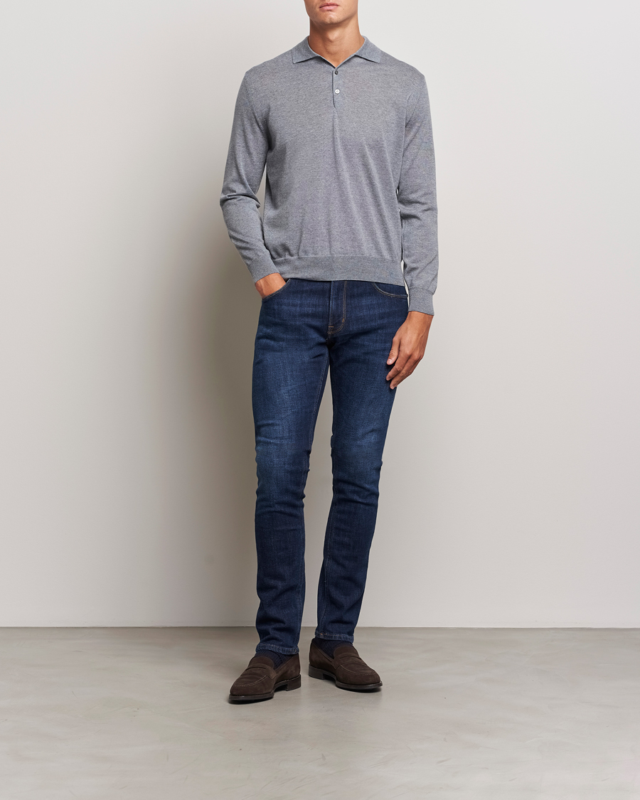 Men | Sweaters & Knitwear | Canali | Merino Wool Knitted Polo Light Grey