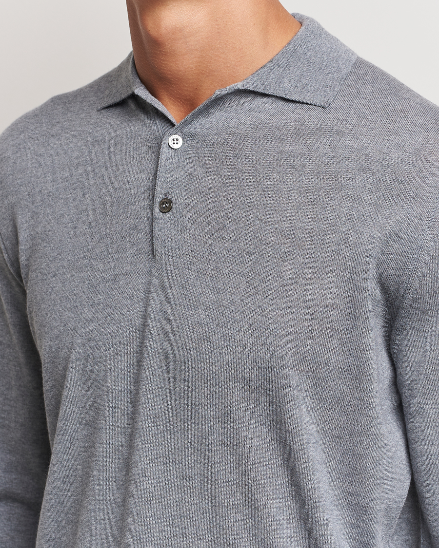 Men | Sweaters & Knitwear | Canali | Merino Wool Knitted Polo Light Grey