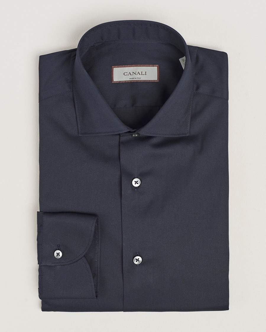 Men | Shirts | Canali | Slim Fit Cotton/Stretch Shirt Navy
