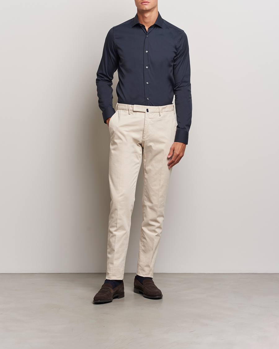 Men | Shirts | Canali | Slim Fit Cotton/Stretch Shirt Navy