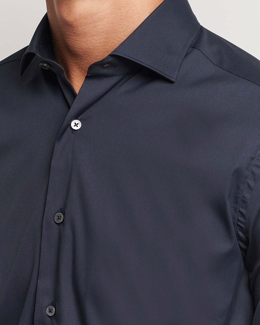Men | Shirts | Canali | Slim Fit Cotton/Stretch Shirt Navy