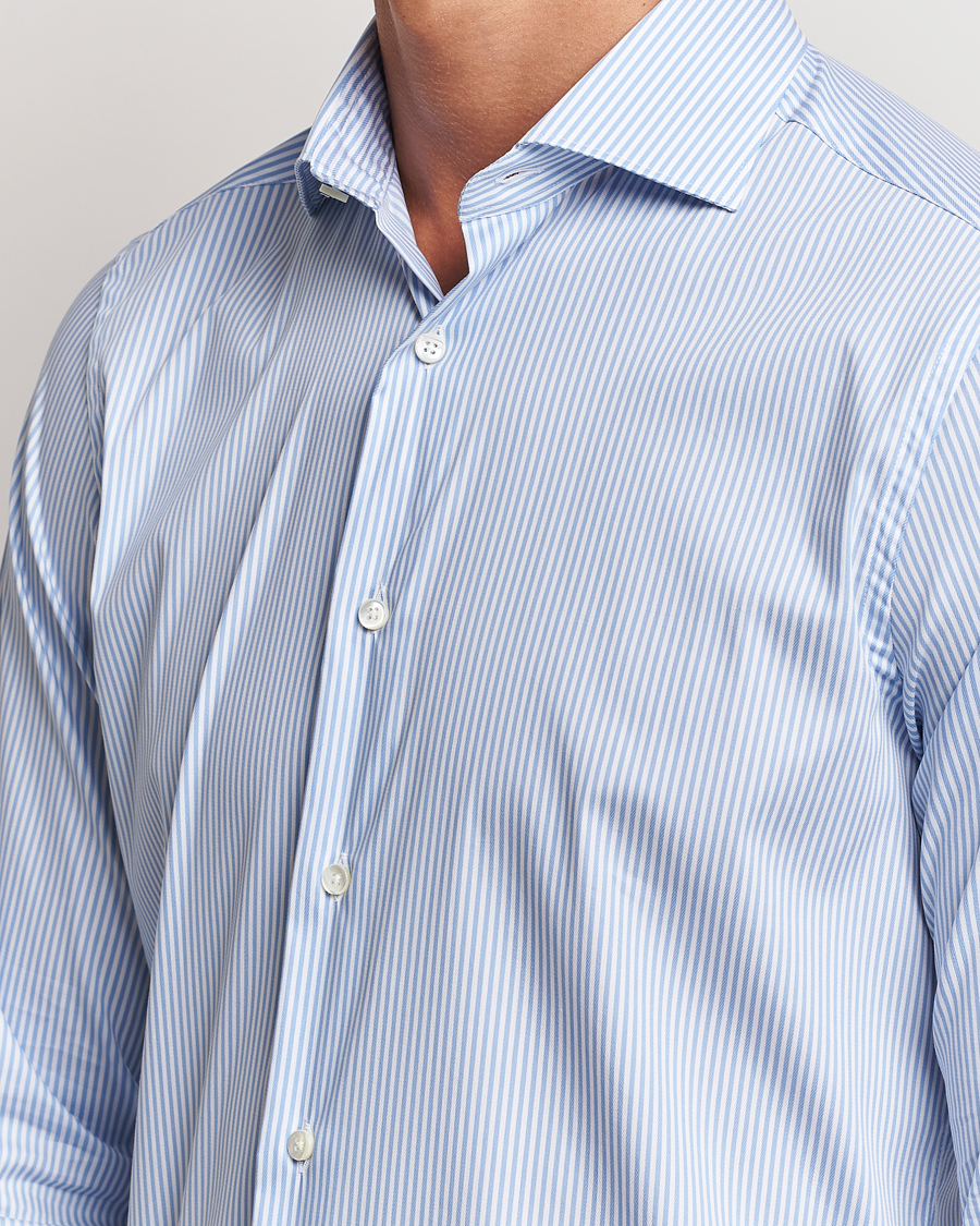 Men | Shirts | Canali | Slim Fit Cotton/Stretch Shirt Light Blue Stripe