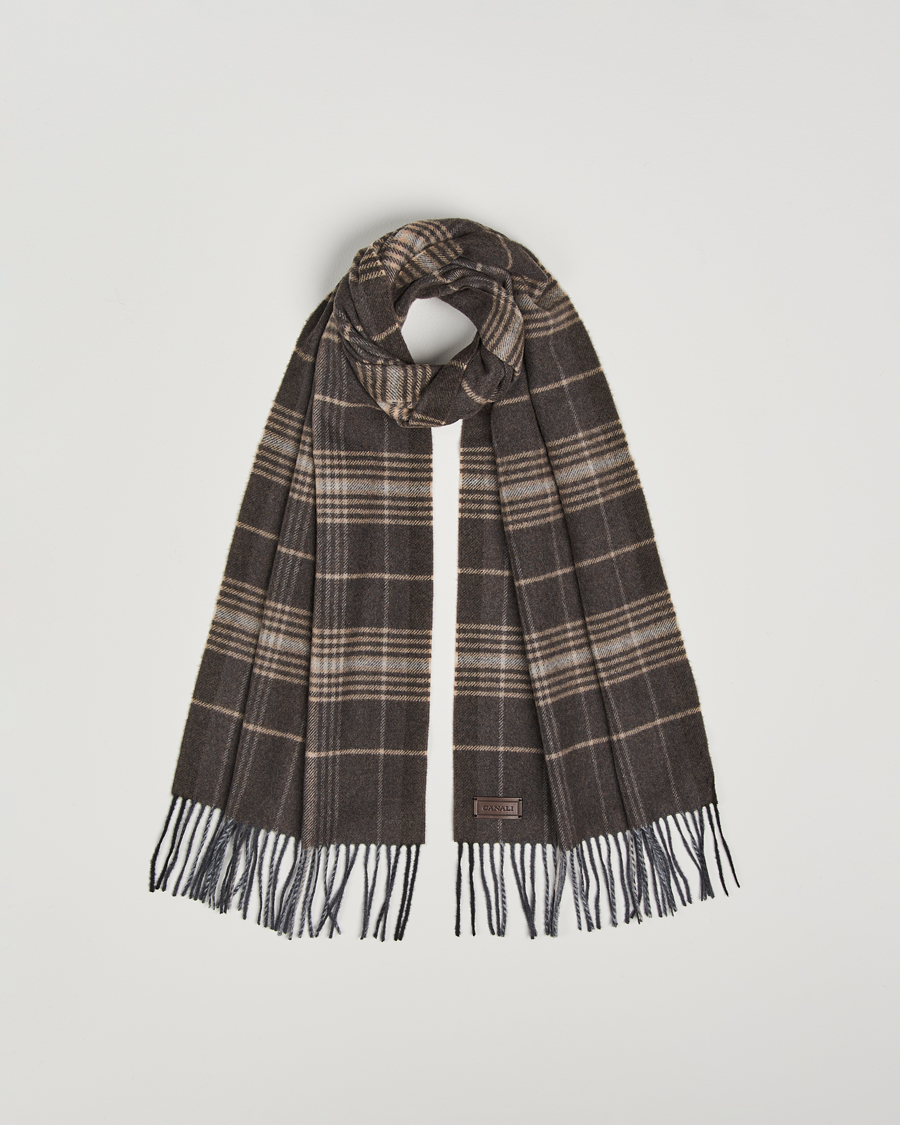 Men | Scarves | Canali | Check Wool Scarf Brown/Beige