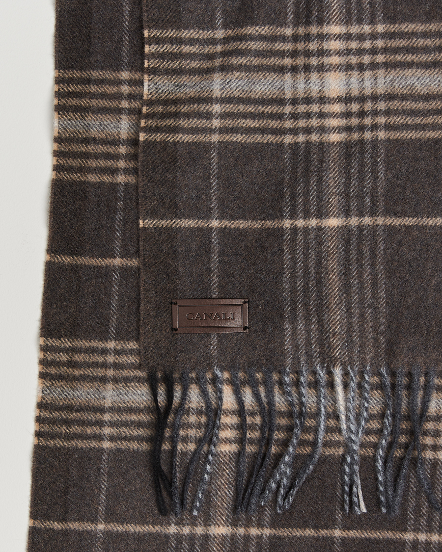 Men | Canali Check Wool Scarf Brown/Beige | Canali | Check Wool Scarf Brown/Beige