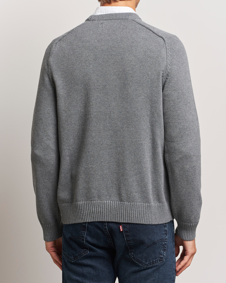 Men | Sweaters & Knitwear | GANT | Casual Cotton Saddle C-neck Dark Grey Melange