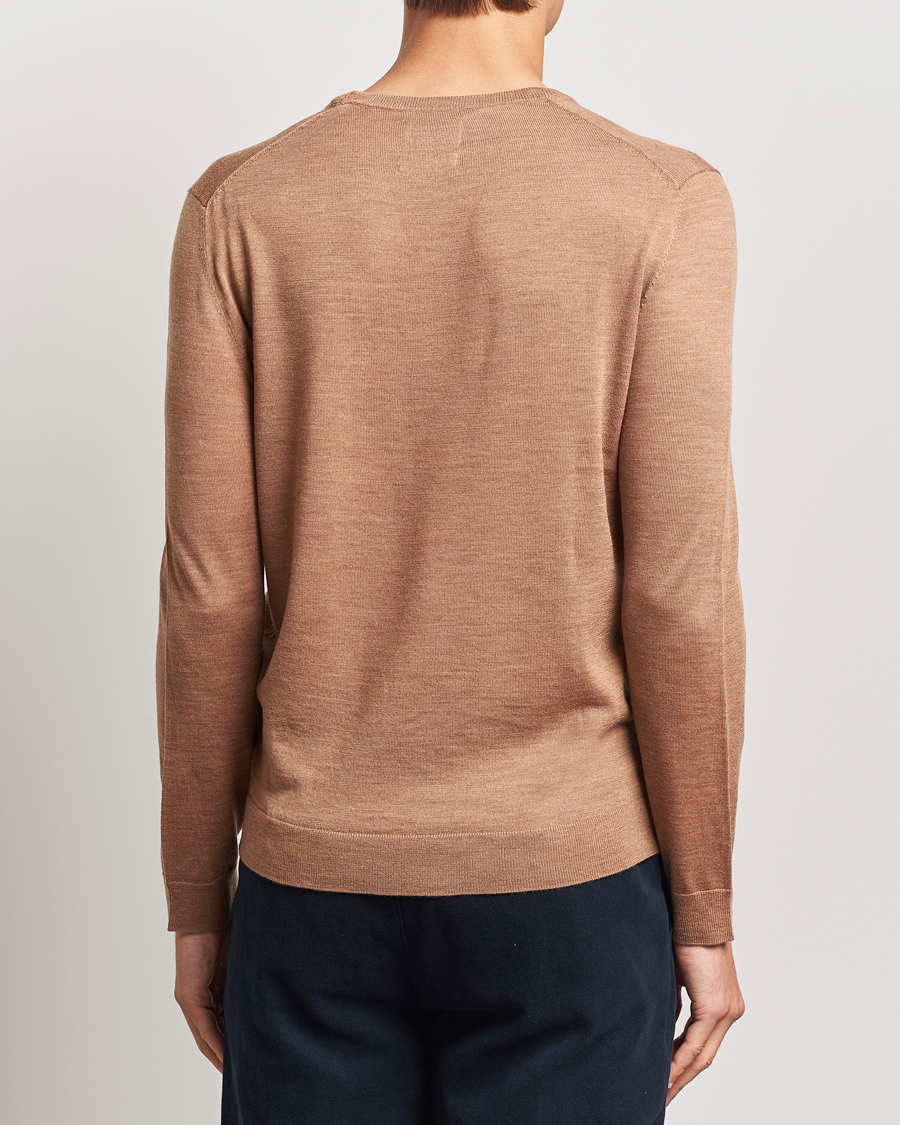 Men | Sweaters & Knitwear | GANT | Extrafine Merino Wool C-Neck Dk Sand Melange