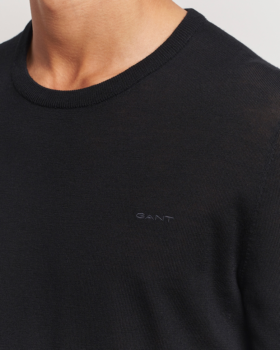 Men | Sweaters & Knitwear | GANT | Extrafine Merino Wool C-Neck Black