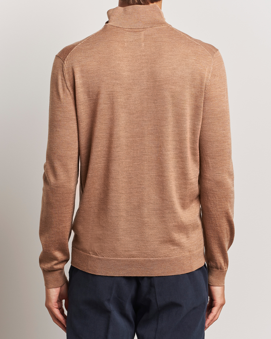 Men | Sweaters & Knitwear | GANT | Extrafine Merino Wool Half Zip Dk Sand Melange