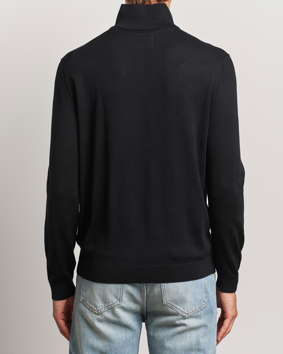 Men | Sweaters & Knitwear | GANT | Extrafine Merino Wool Half Zip Black