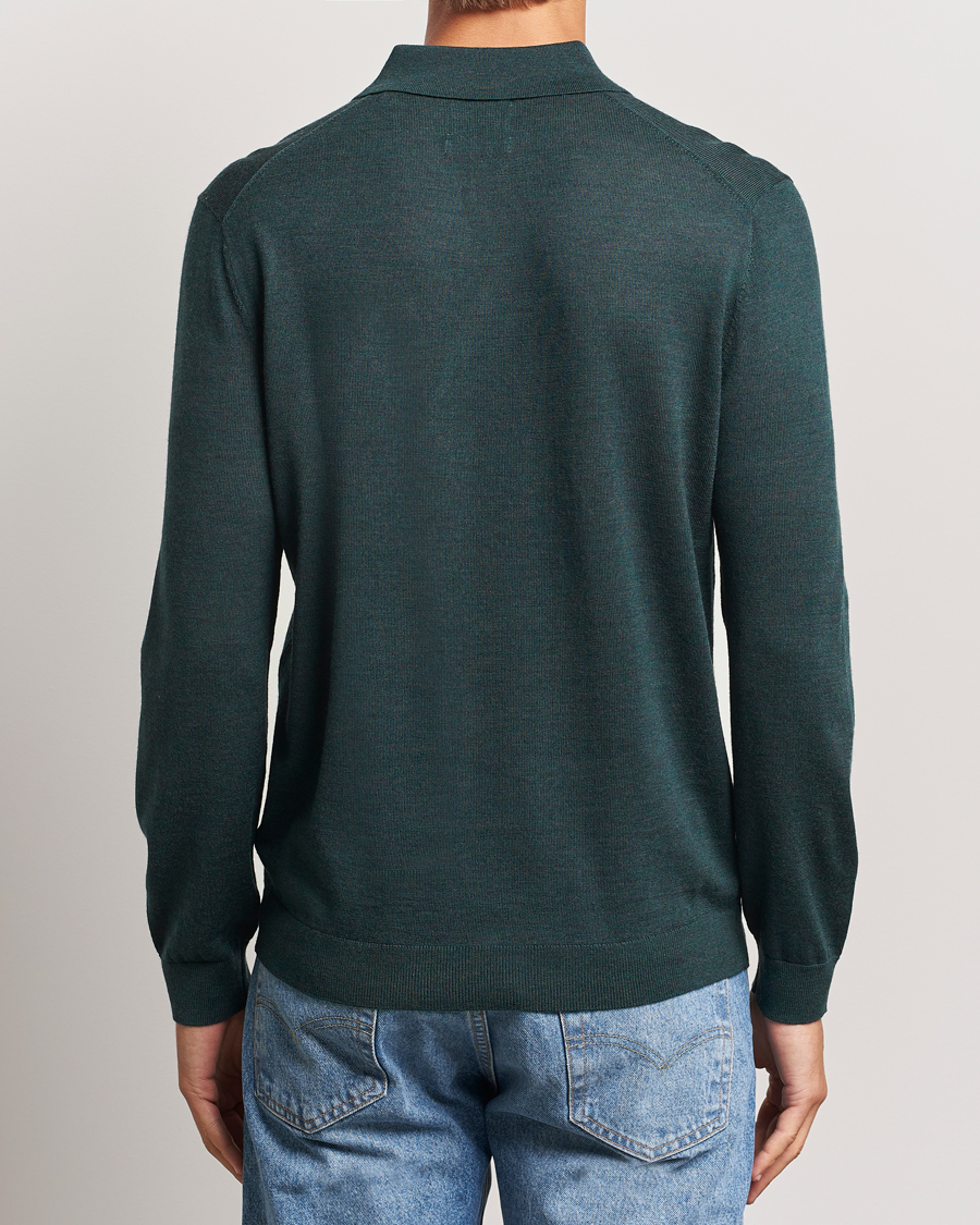 Men | Sweaters & Knitwear | GANT | Extrafine Merino Wool Polo Tartan Green