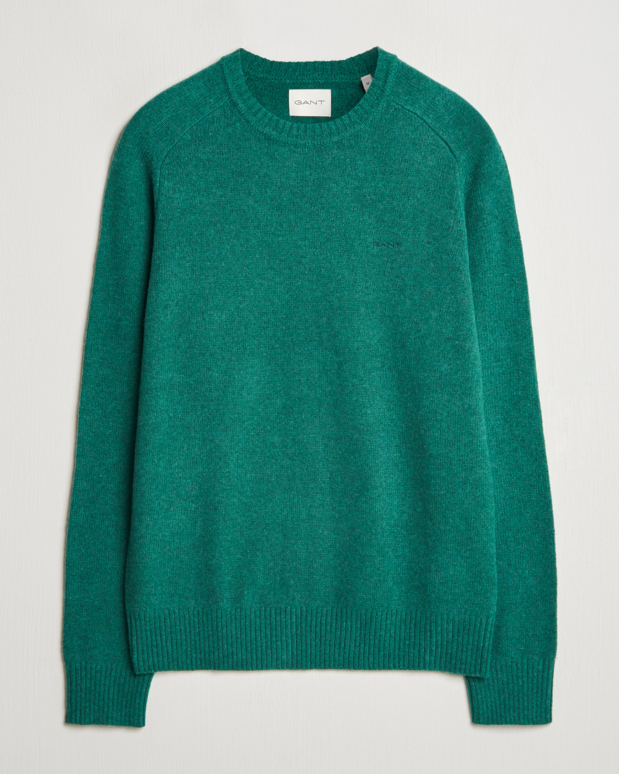 Men | Sweaters & Knitwear | GANT | Wool Blend C-Neck Deep Forest Green
