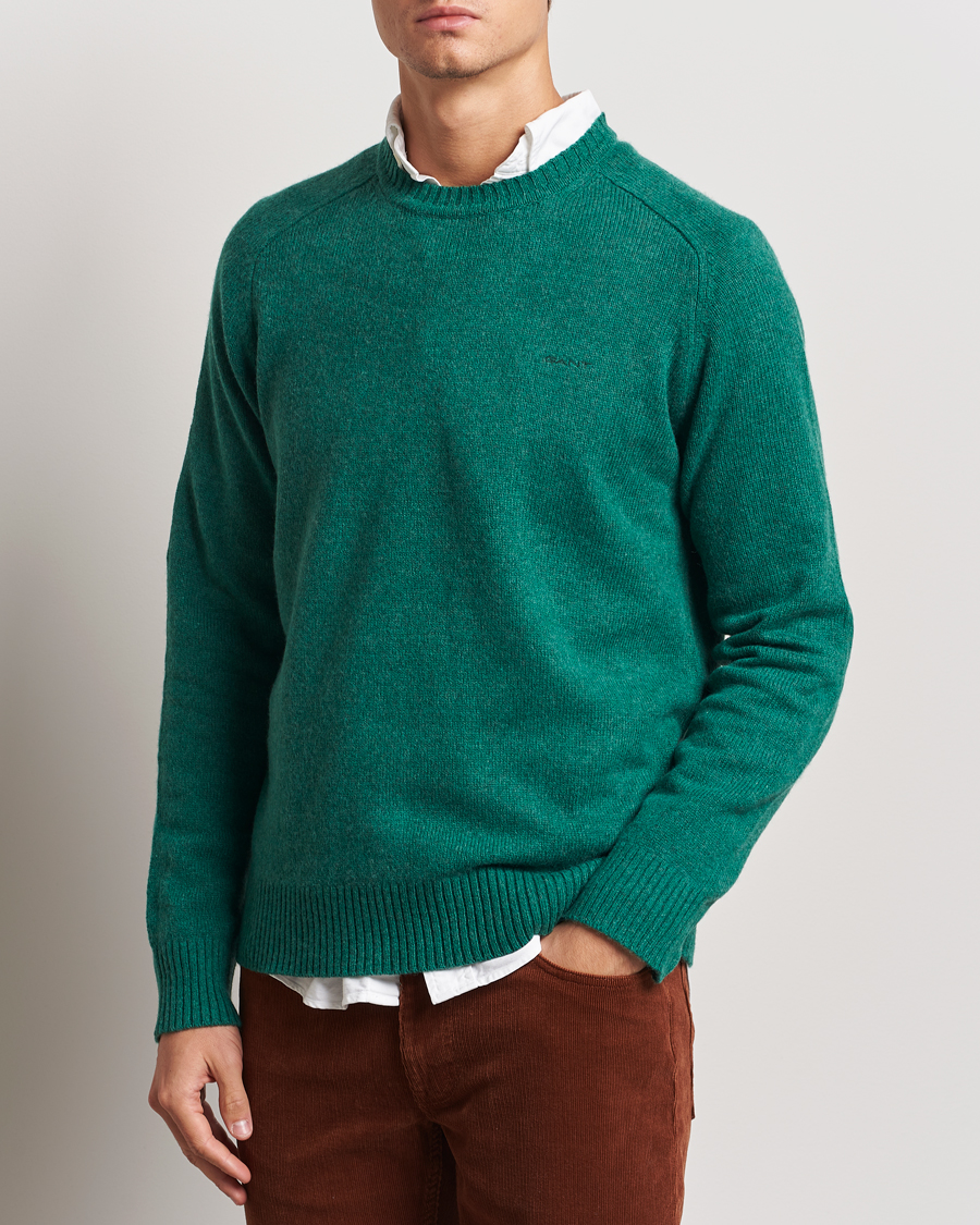 Men | Sweaters & Knitwear | GANT | Wool Blend C-Neck Deep Forest Green