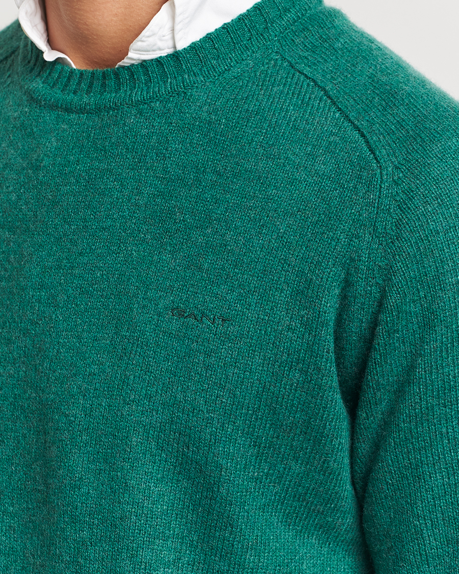 Men | Sweaters & Knitwear | GANT | Wool Blend C-Neck Deep Forest Green