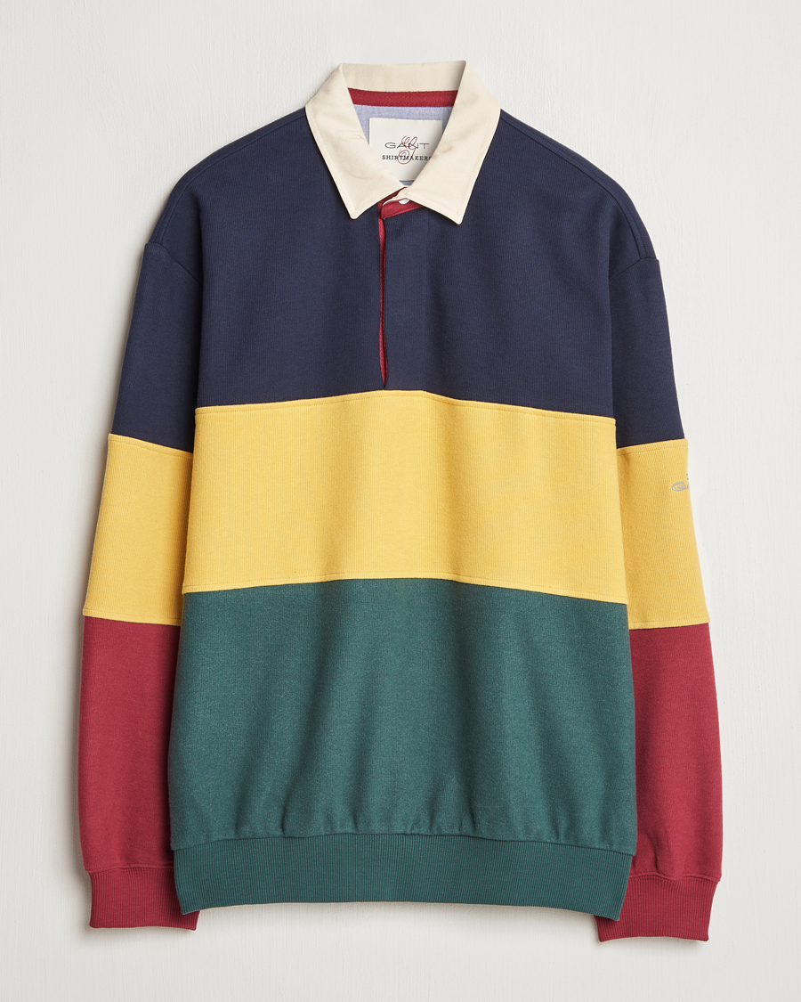 Men | Sweaters & Knitwear | GANT | Sweat Color Block Heavy Rugger Evening Blue