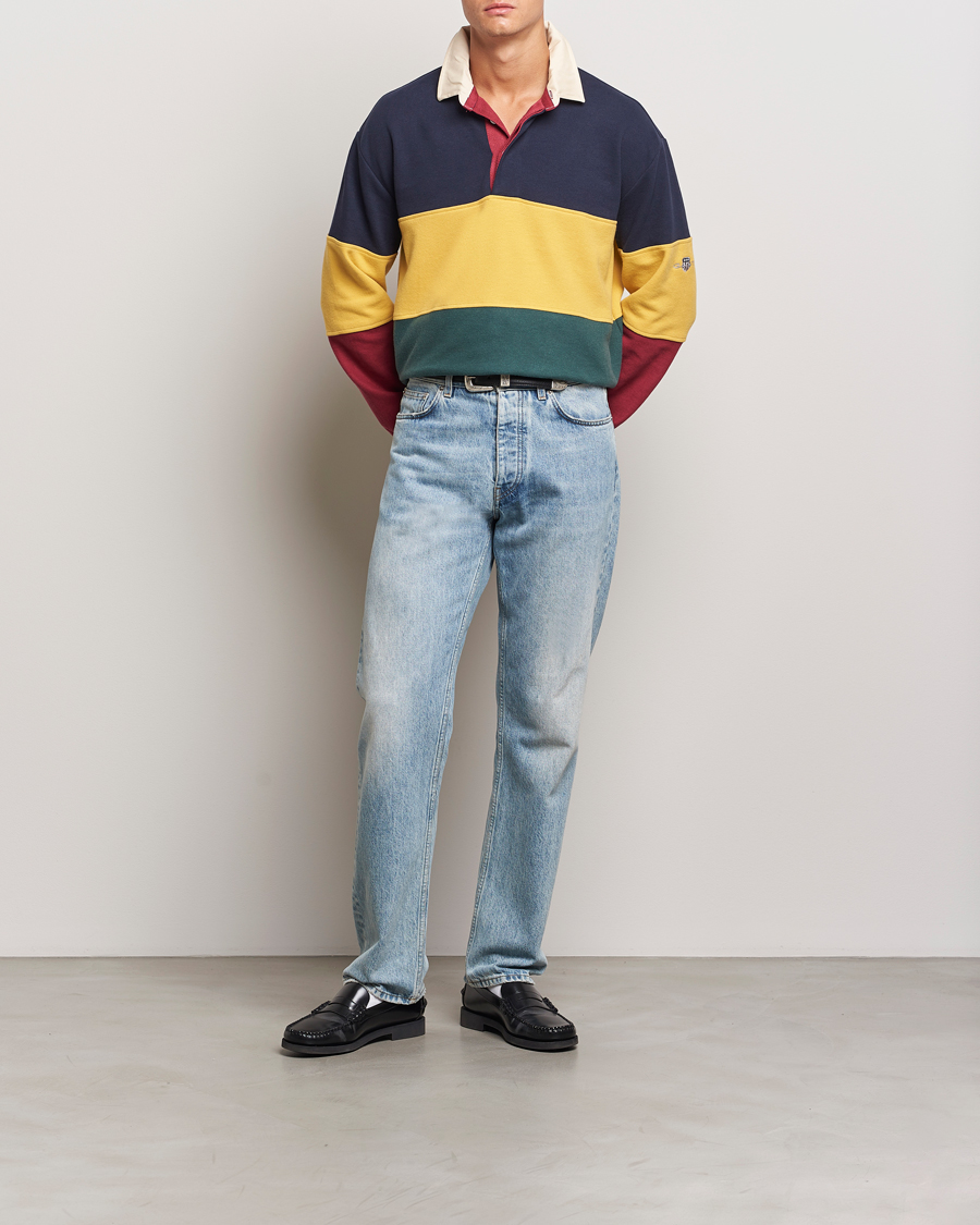 Men | Sweaters & Knitwear | GANT | Sweat Color Block Heavy Rugger Evening Blue