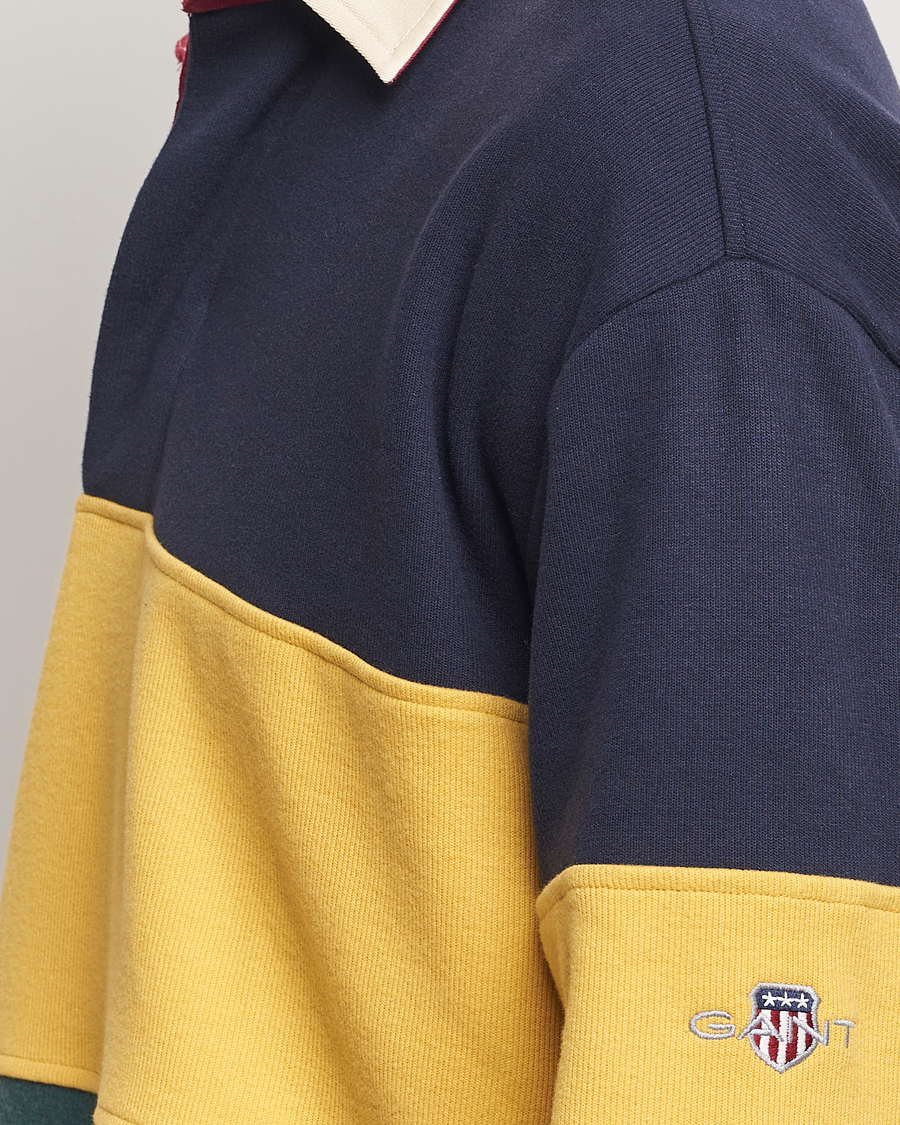 Men | Sweaters & Knitwear | GANT | Sweat Color Block Heavy Rugger Evening Blue