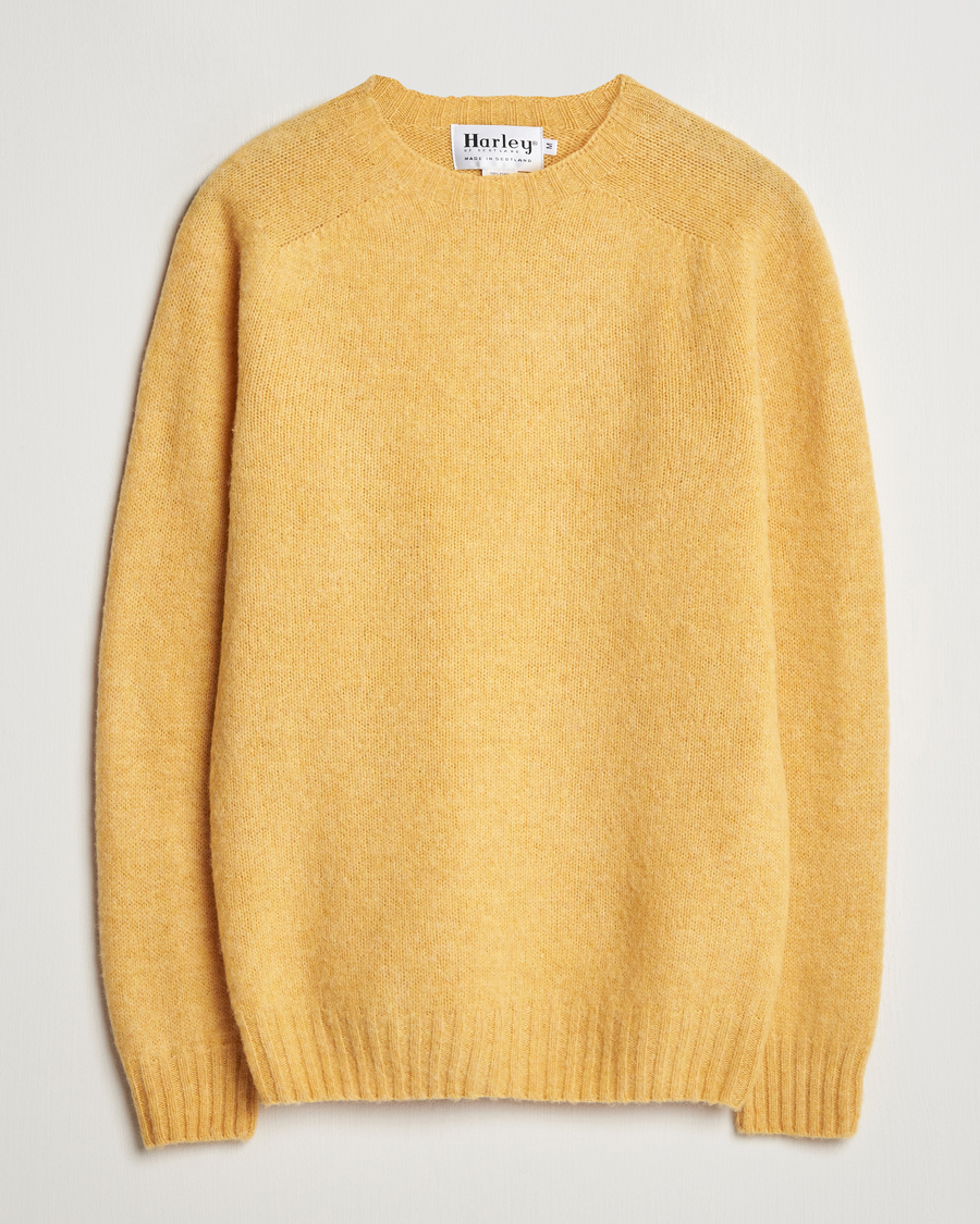 Men | Sweaters & Knitwear | Harley Of Scotland | Brushed Supersoft Lambswool Crewneck Marzipan