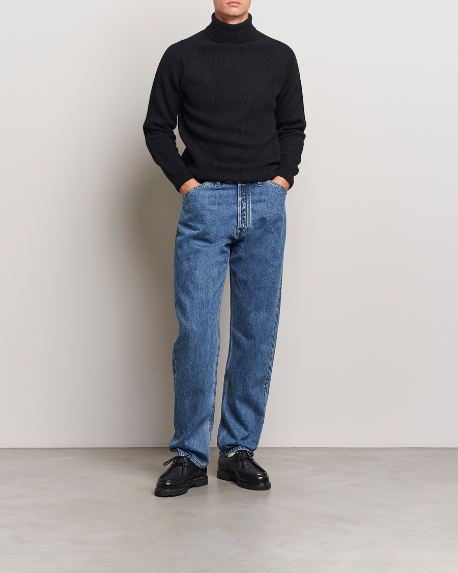 Men | Sweaters & Knitwear | Harley Of Scotland | Supersoft Lambswool Rollneck Black