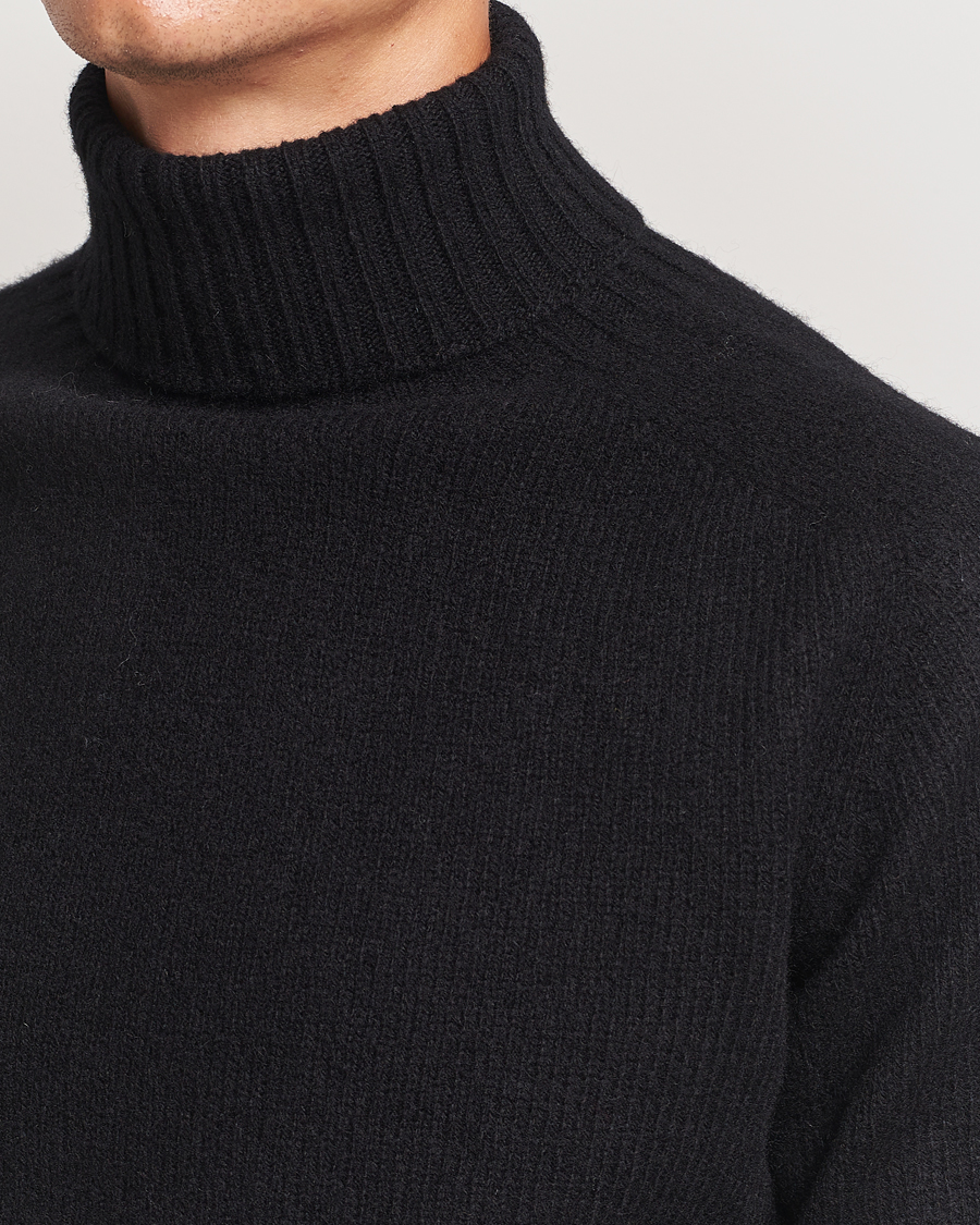 Men | Sweaters & Knitwear | Harley Of Scotland | Supersoft Lambswool Rollneck Black
