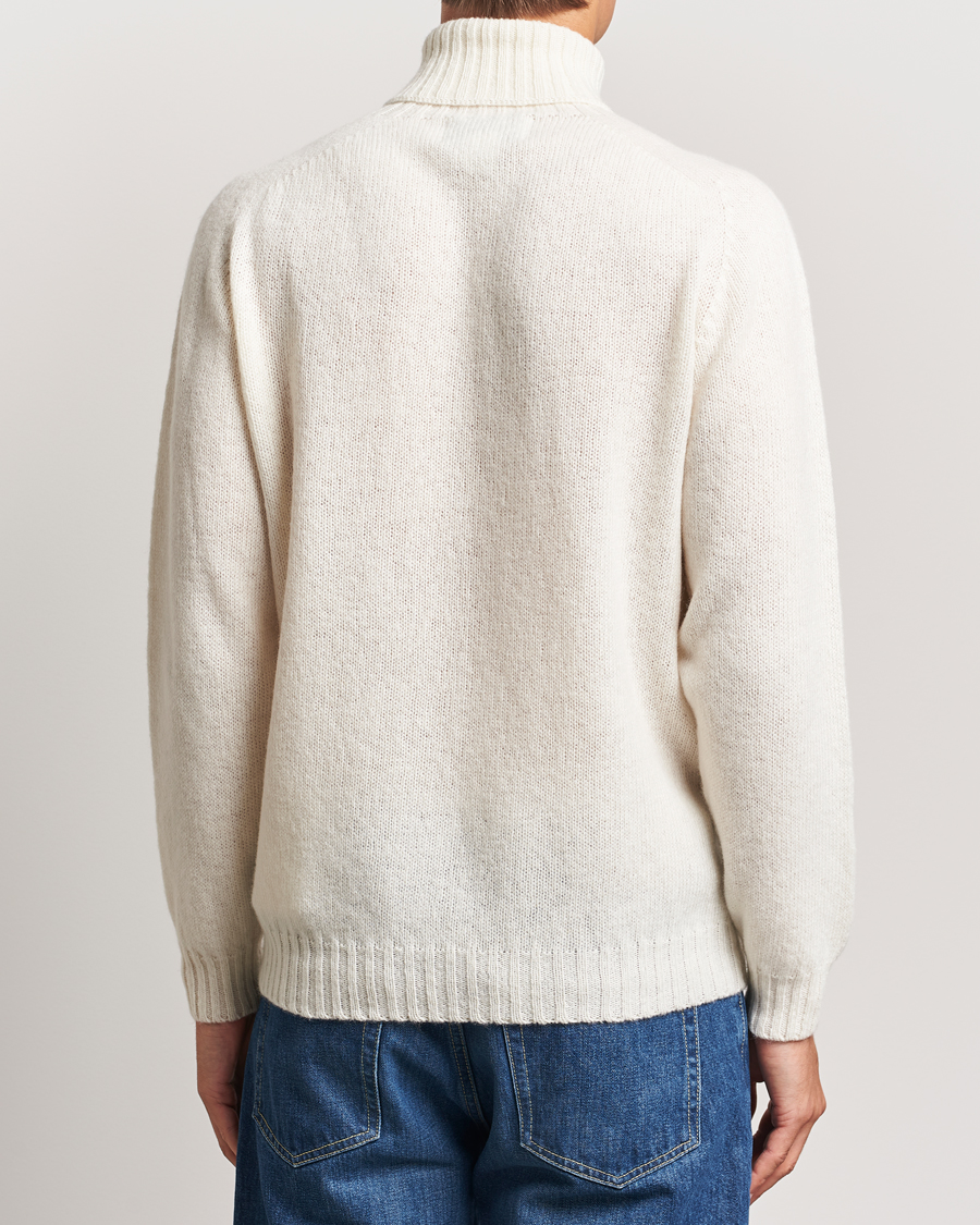 Men | Sweaters & Knitwear | Harley Of Scotland | Supersoft Lambswool Rollneck Winter White