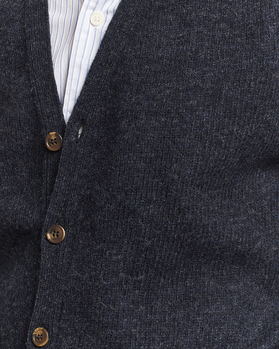 Men | Sweaters & Knitwear | Harley Of Scotland | Supersoft Lambswool Cardigan Charcoal