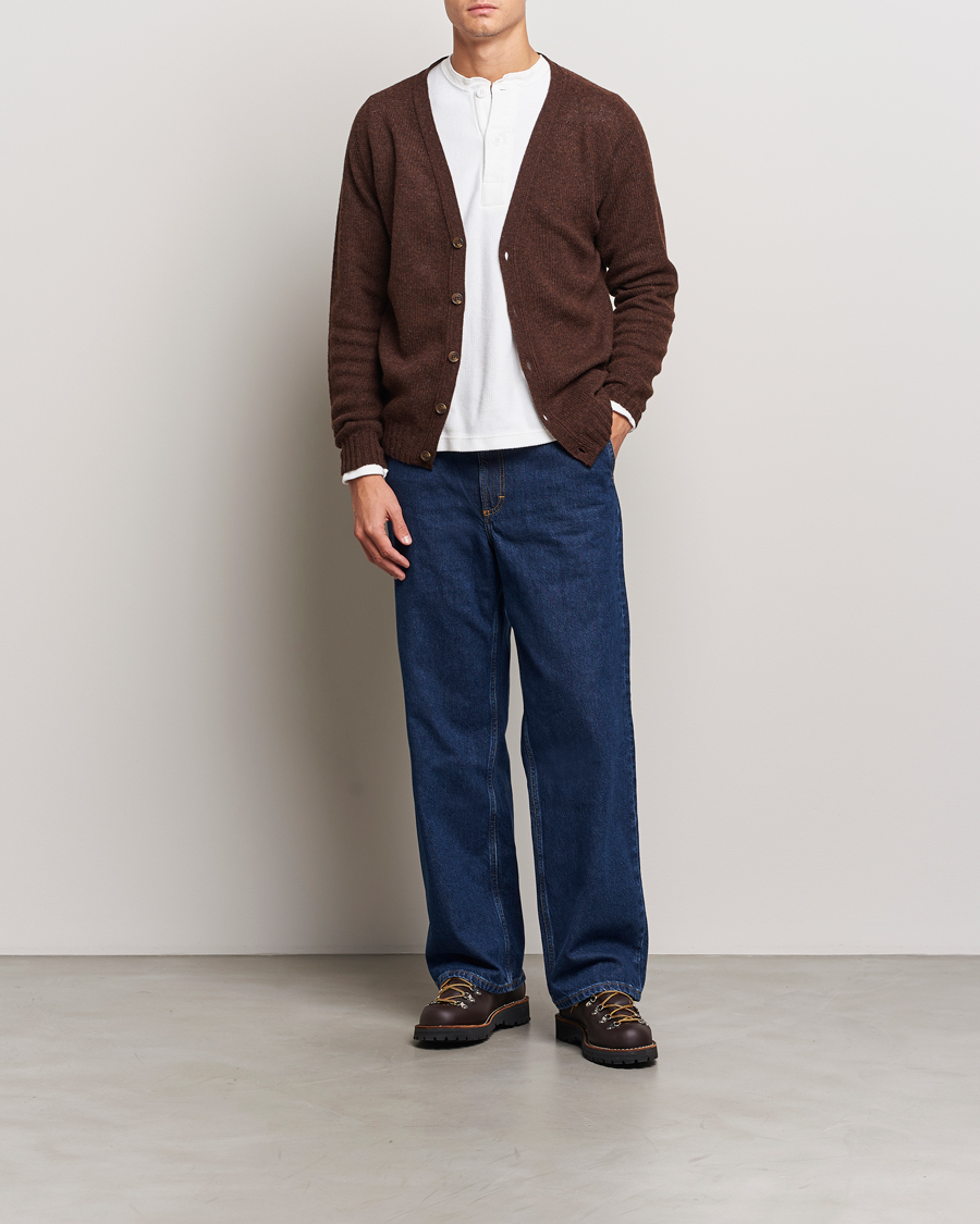 Men | Sweaters & Knitwear | Harley Of Scotland | Supersoft Lambswool Cardigan Coffee