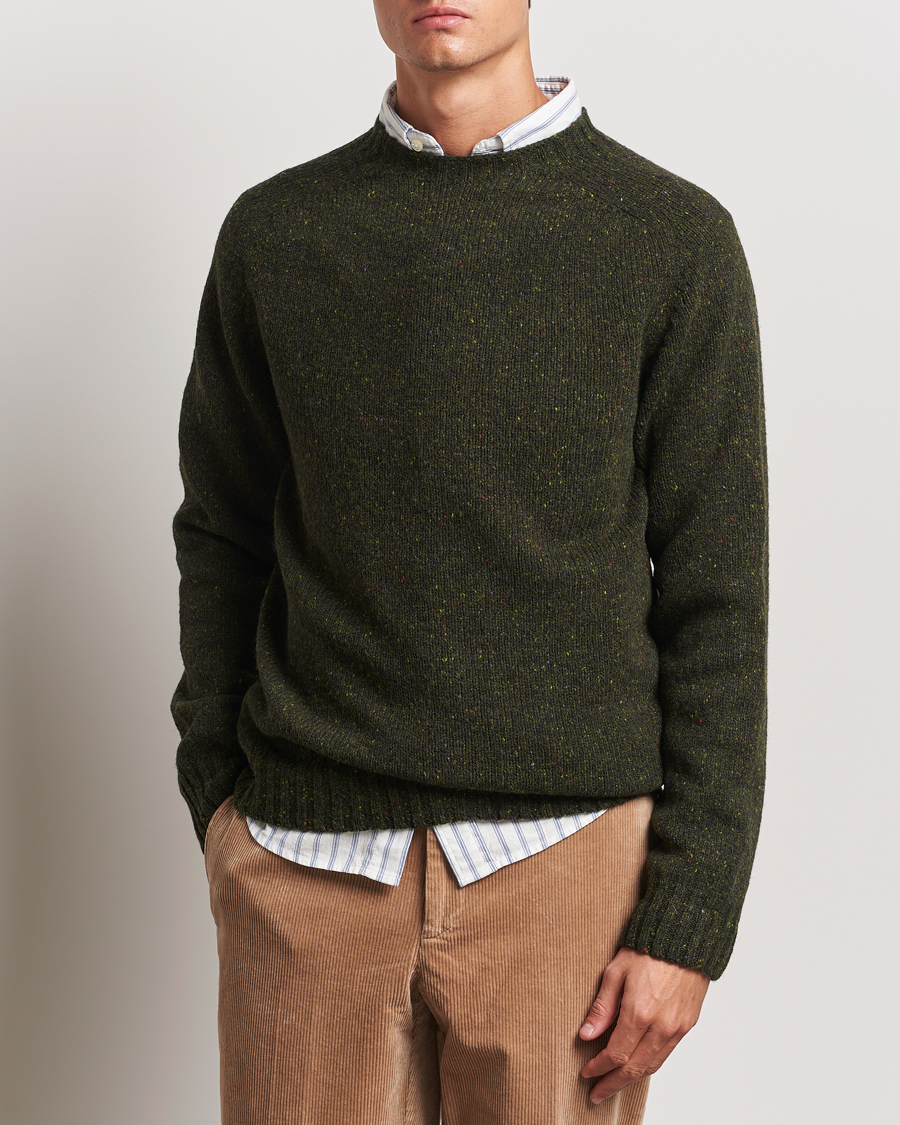 Men | Sweaters & Knitwear | Harley Of Scotland | Donegal Wool Crewneck Harris Green