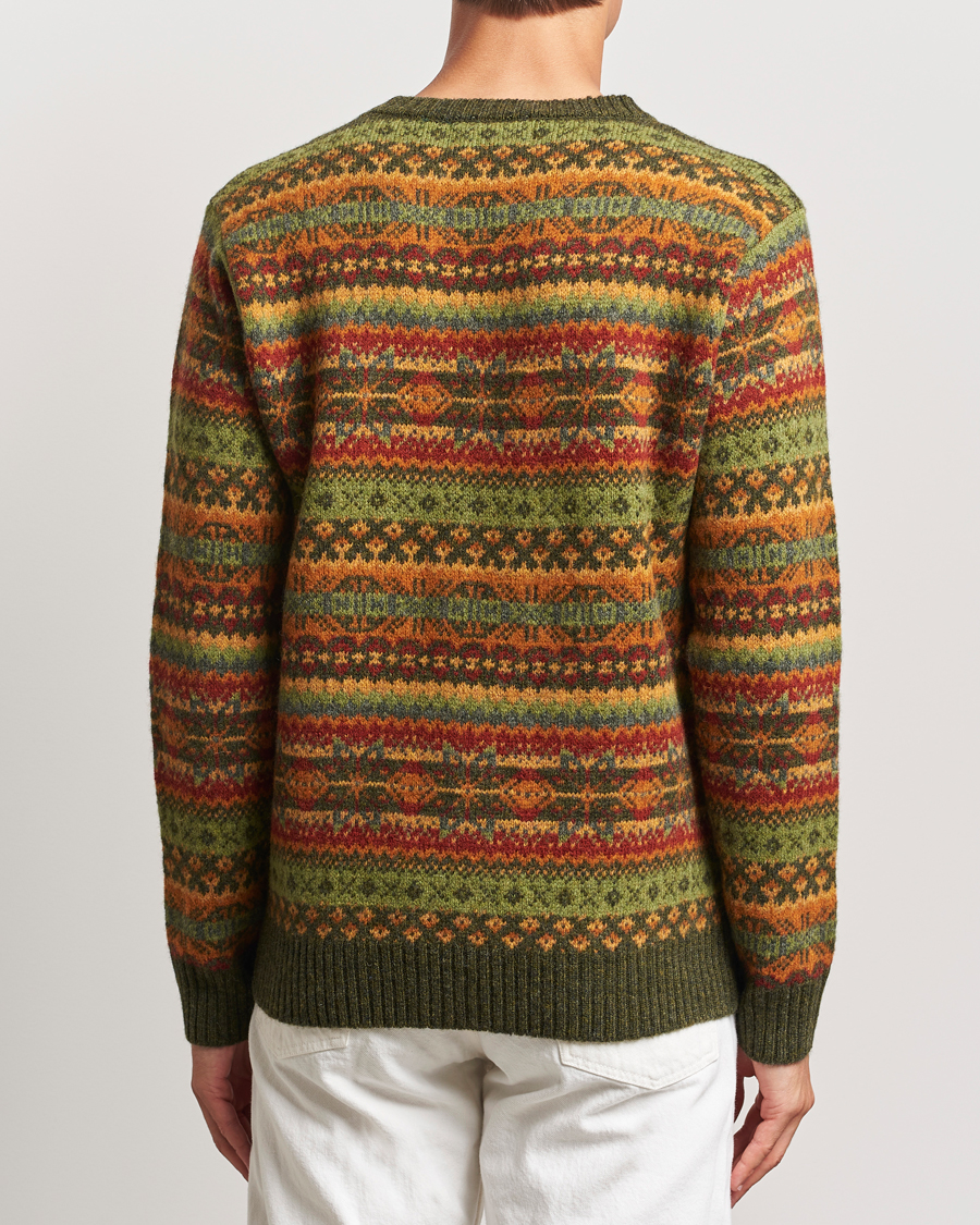 Men | Sweaters & Knitwear | Harley Of Scotland | Supersoft Lambswool Fairisle Crewneck Green
