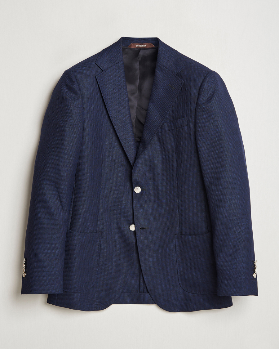 Men | Blazers | Morris Heritage | Wool Hopsack Club Blazer Navy