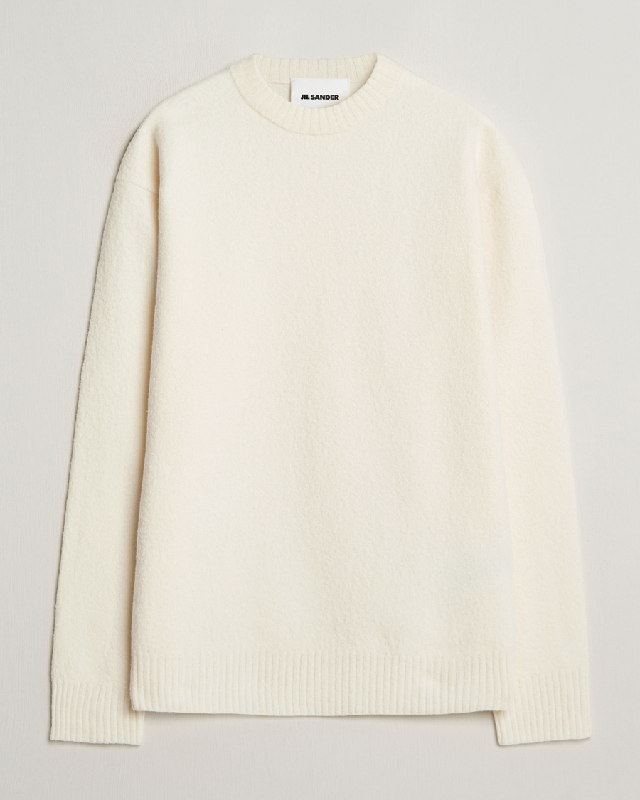Men | Sweaters & Knitwear | Jil Sander | Boiled Merino Round Neck Sweater Off White