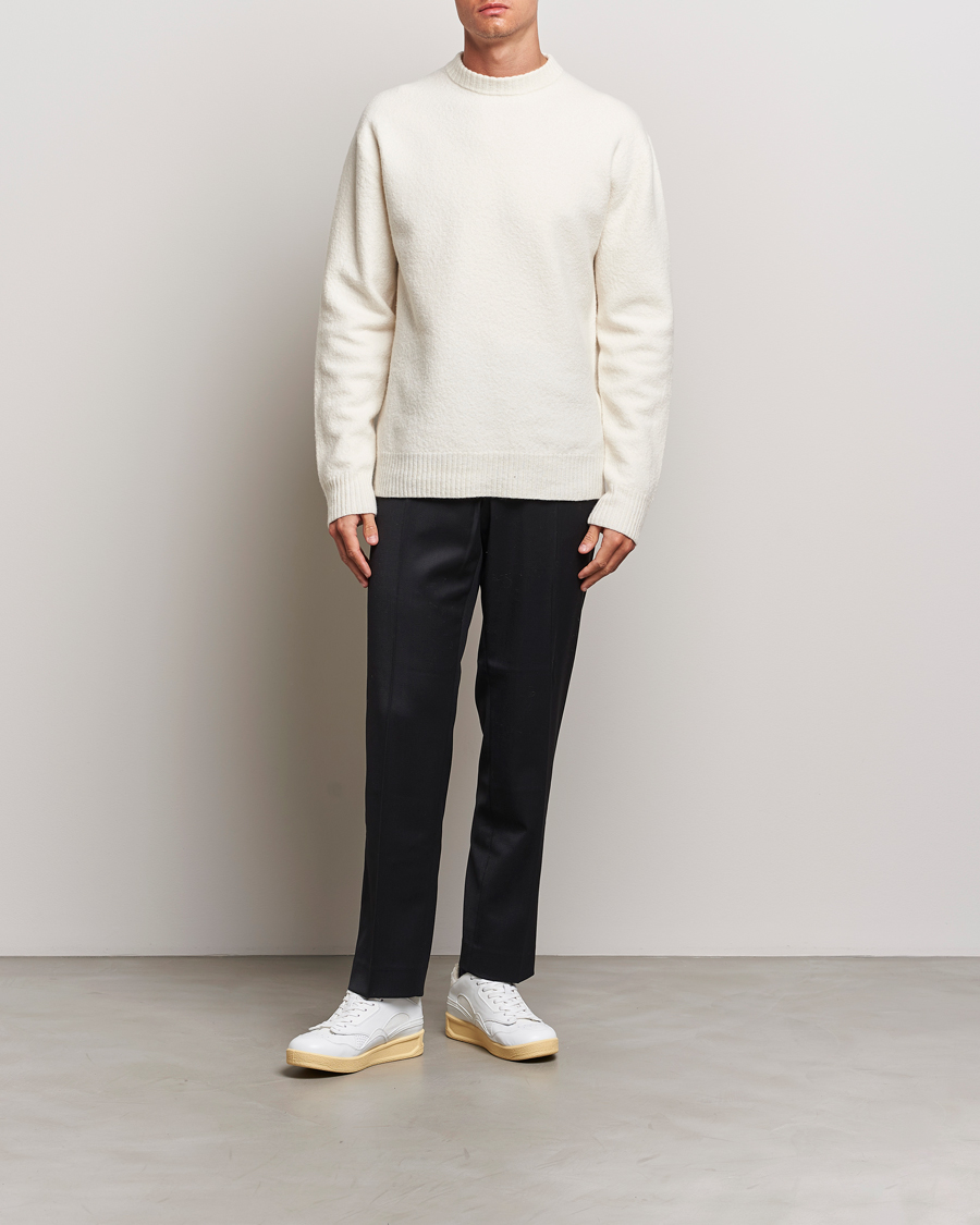Men | Sweaters & Knitwear | Jil Sander | Boiled Merino Round Neck Sweater Off White