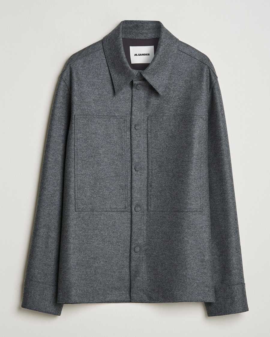 Men | Shirts | Jil Sander | Wool Flannel Overshirt Grey Melange