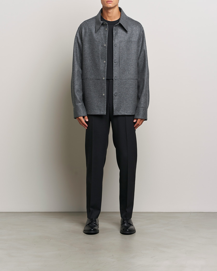 Men | Shirts | Jil Sander | Wool Flannel Overshirt Grey Melange