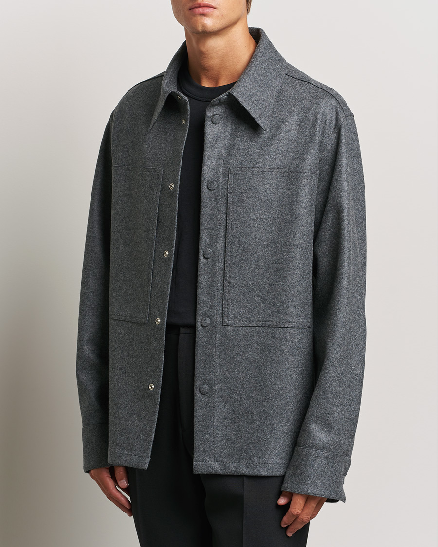 Men | Shirts | Jil Sander | Wool Flannel Overshirt Grey Melange