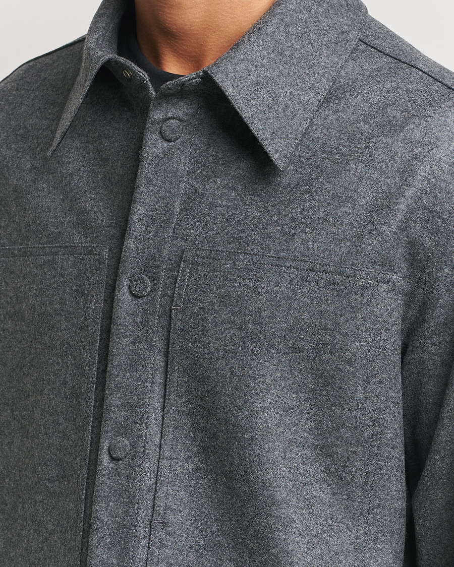 Men | Shirts | Jil Sander | Wool Flannel Overshirt Grey Melange