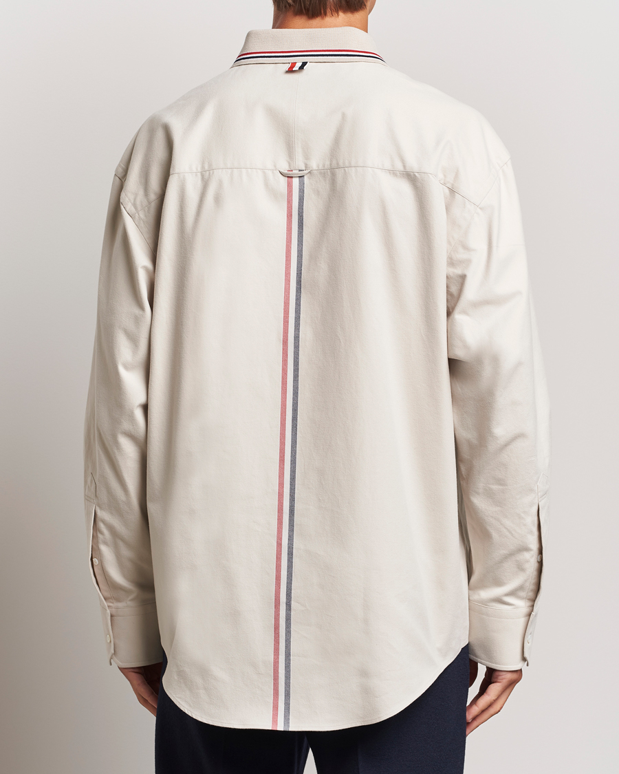 Men | Shirts | Thom Browne | Knit Collar Flannel Overshirt Off White