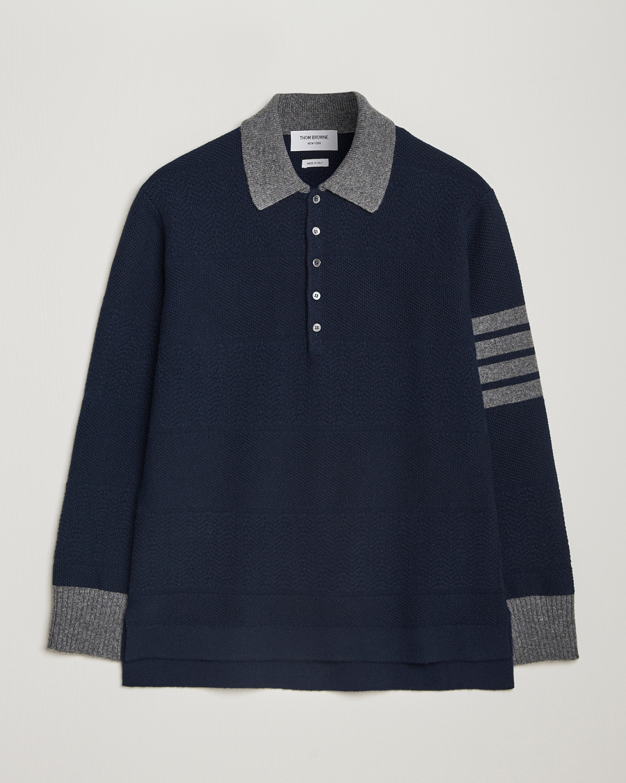 Men | Sweaters & Knitwear | Thom Browne | Textured Wool Rugby Navy