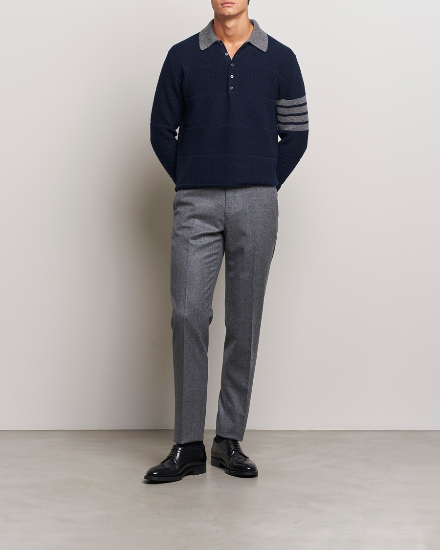 Men | Sweaters & Knitwear | Thom Browne | Textured Wool Rugby Navy