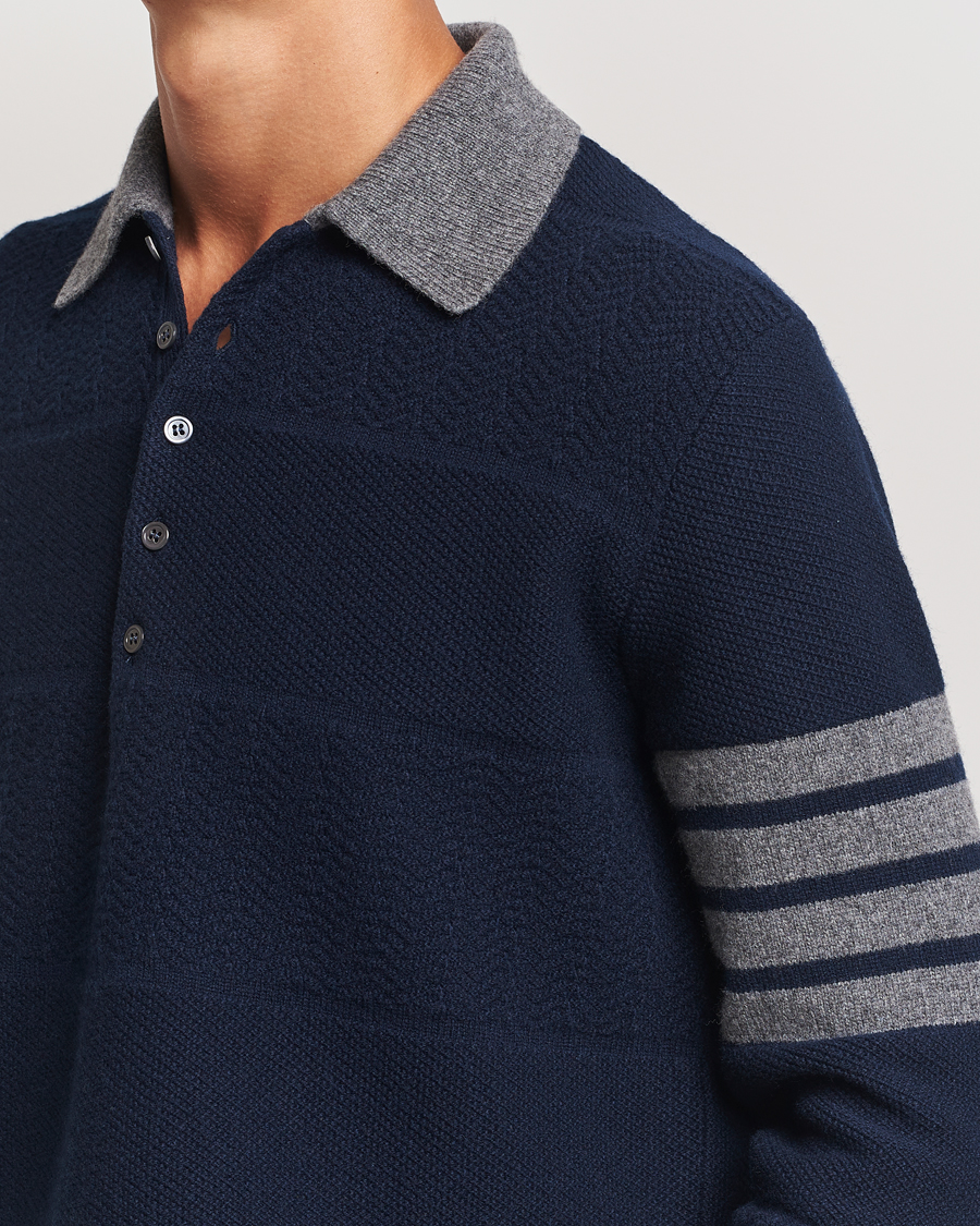 Men | Sweaters & Knitwear | Thom Browne | Textured Wool Rugby Navy