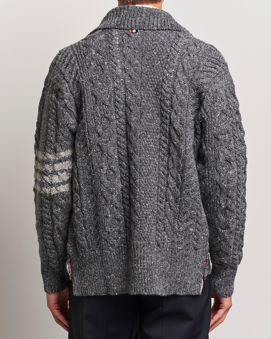 Men | Sweaters & Knitwear | Thom Browne | Donegal Cable Cardigan Medium Grey