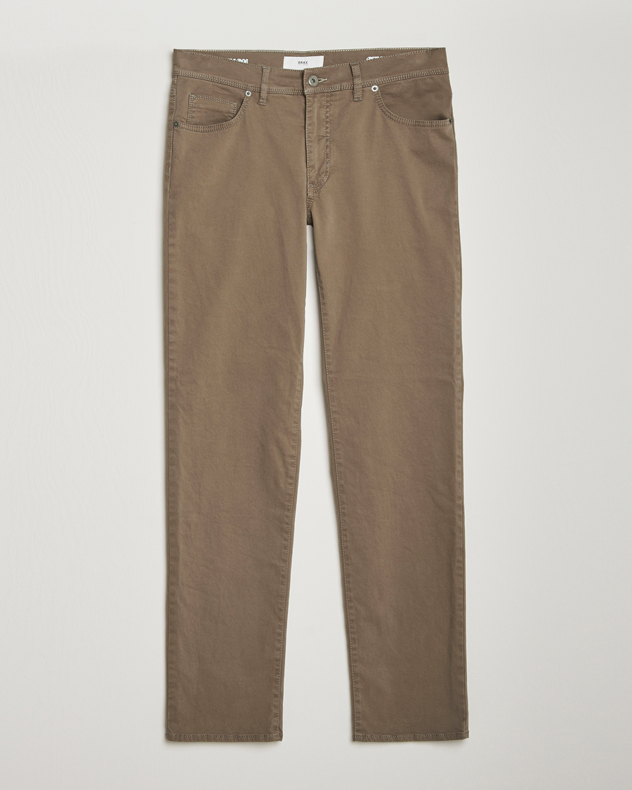 Men | Trousers | Brax | Cadiz Cotton Satin 5-Pocket Pants Khaki