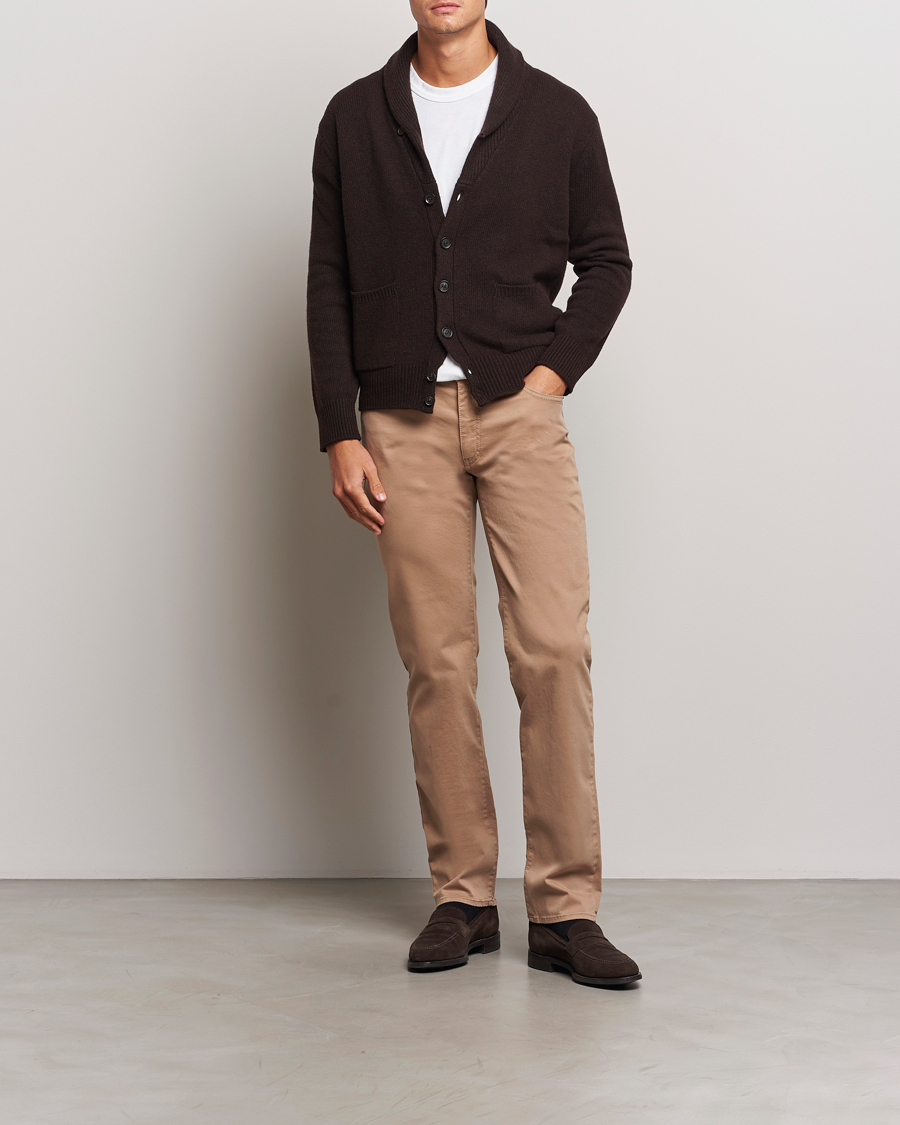 Men | Trousers | Brax | Cadiz Cotton Satin 5-Pocket Pants Beige