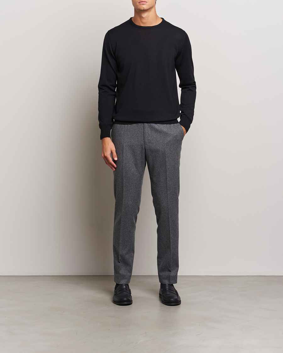 Men | Sweaters & Knitwear | Morgano | Extra Fine Merino Wool Crewneck Black