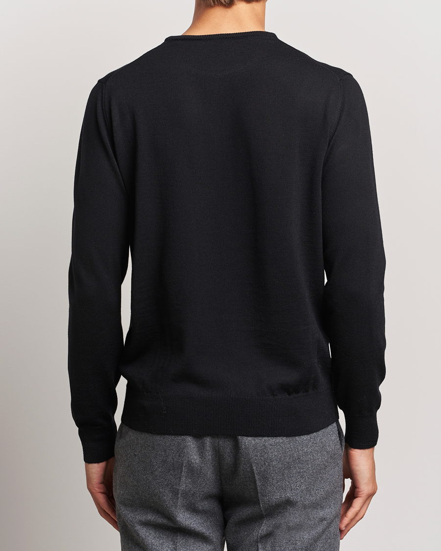 Men | Sweaters & Knitwear | Morgano | Extra Fine Merino Wool Crewneck Black