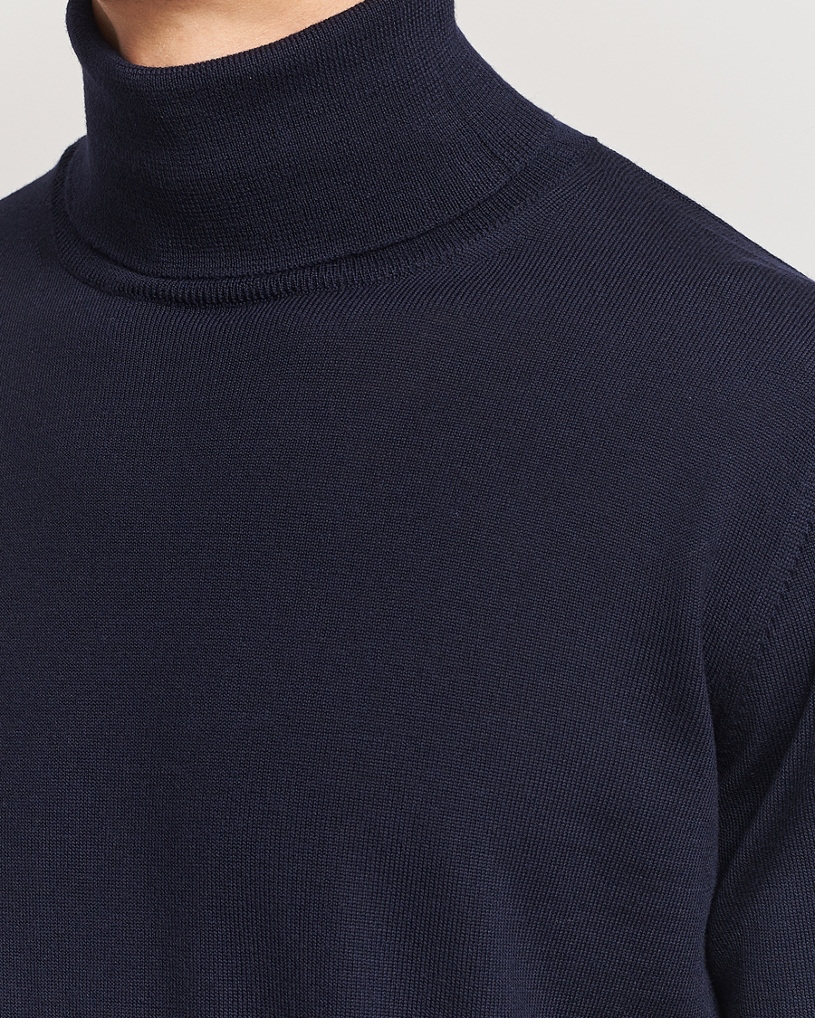 Men | Sweaters & Knitwear | Morgano | Extra Fine Merino Wool Rollneck Navy