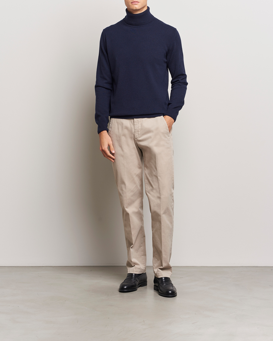 Men | Sweaters & Knitwear | Morgano | Wool/Cashmere Rollneck Navy