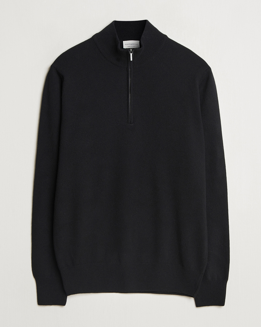 Men | Sweaters & Knitwear | Morgano | Wool/Cashmere Half-Zip Black
