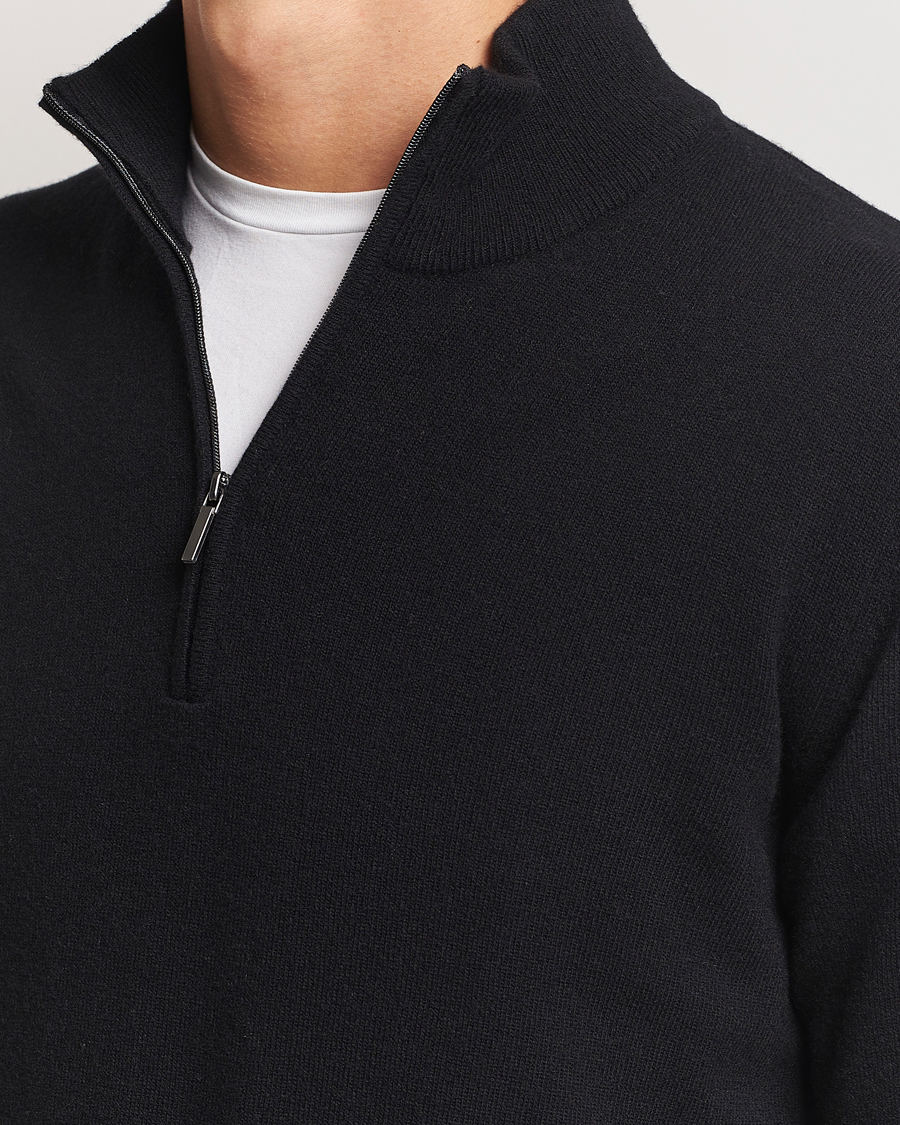 Men | Sweaters & Knitwear | Morgano | Wool/Cashmere Half-Zip Black